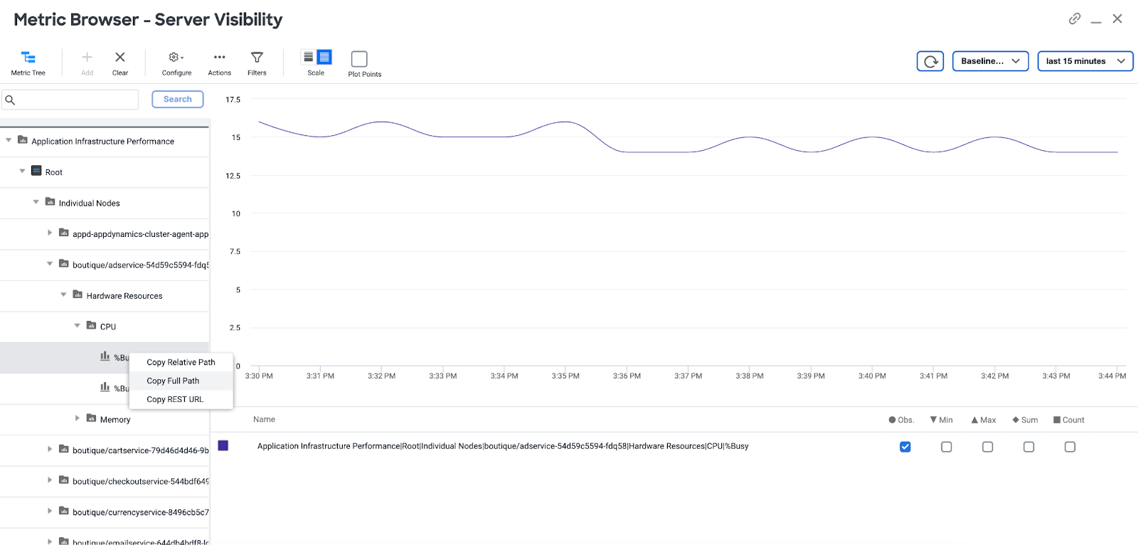 AppDynamics Metric Full Path